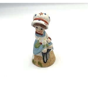 Vtg Jasco Adorabelles Porcelain Bisque Bell Figurine Little Girl Kitten Cat 1978